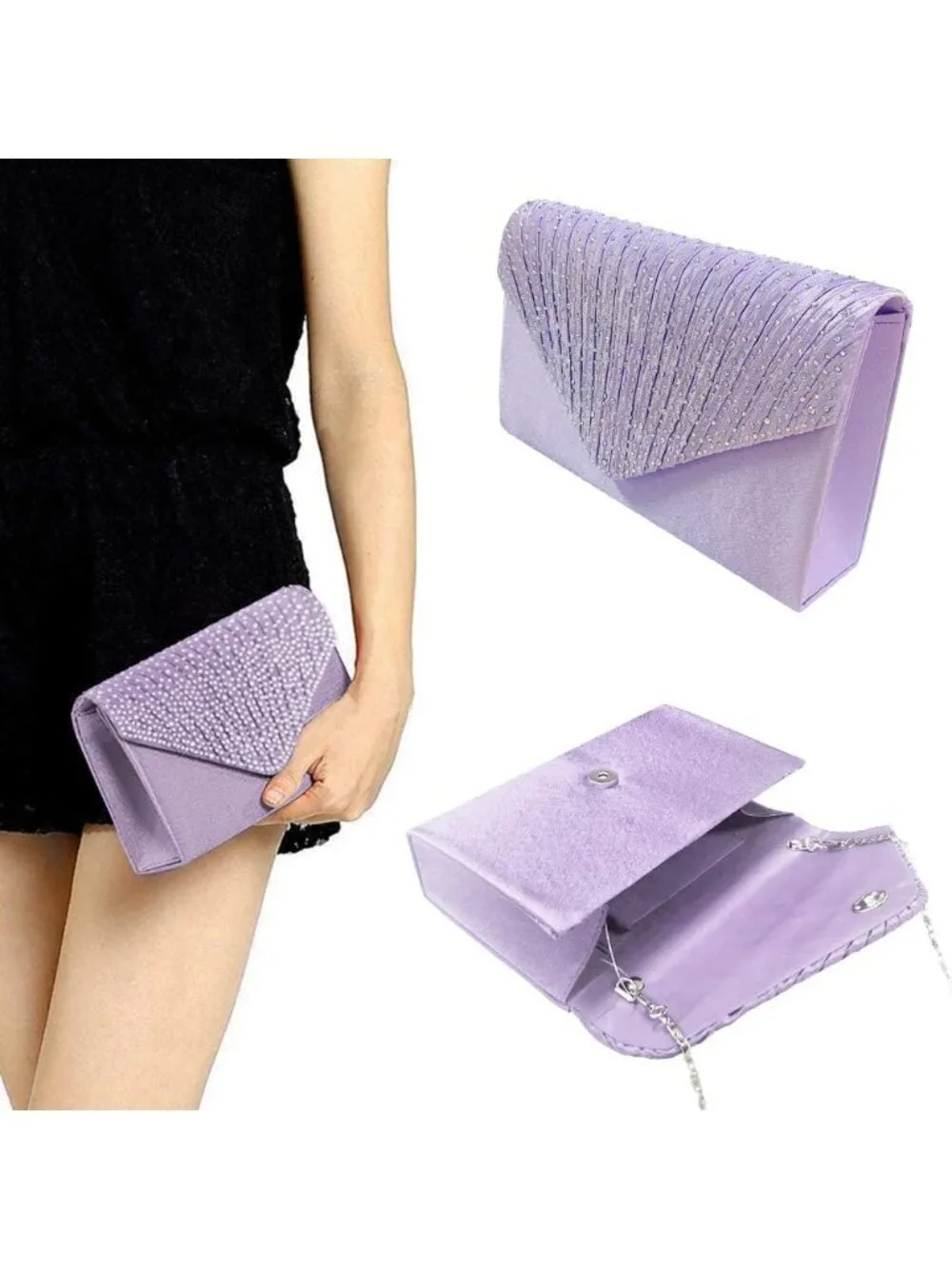 〽️ Women’s Violet Clutch Purse Bridal Wedding Party Evening Shoulder Bag
